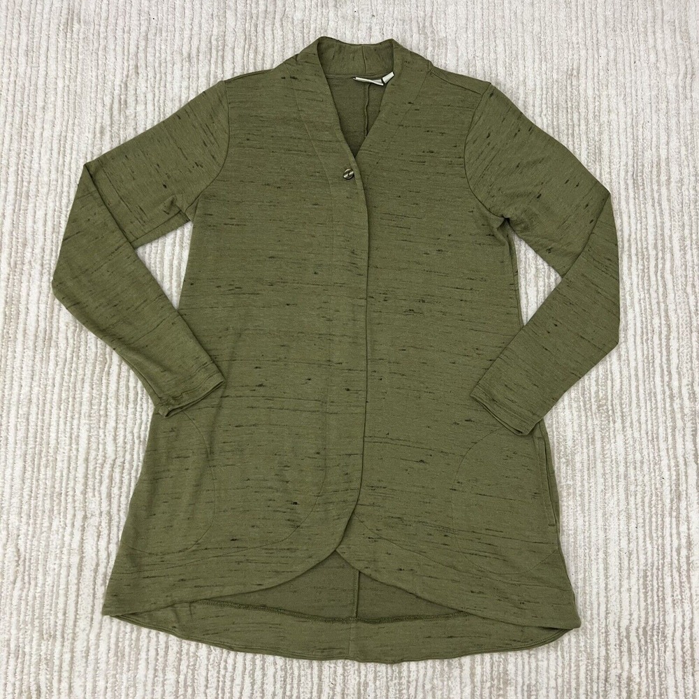 LOGO‎ Lounge Lori Goldstein Womens Open Cardigan Sweater Olive Green XXS 2XS